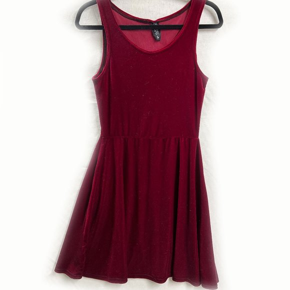 Wine Red Velvet Bitch Stretch Velvet Velour Dress - Picture 1 of 2